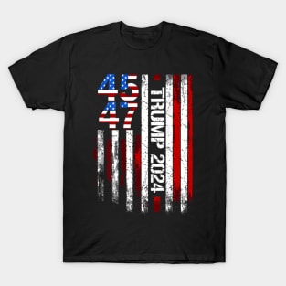 Trump 2024 American Flag 45 47 T-Shirt